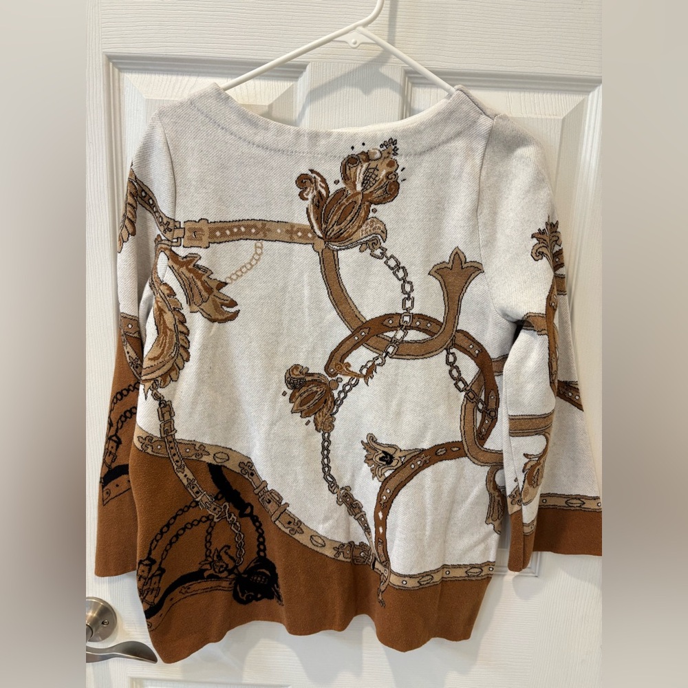 Chico's Brown and‎ White Knit Sweater